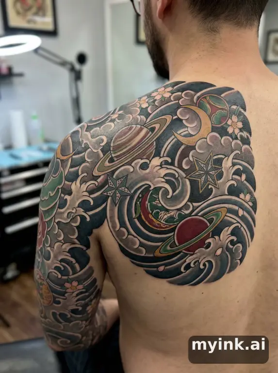 Stars and planets — Japanese Tattoo Design reference image
