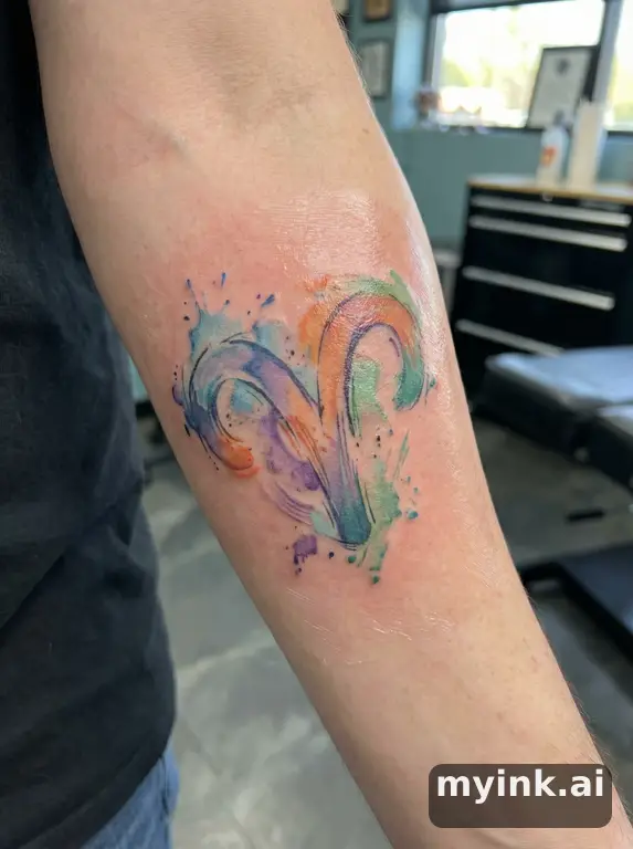 Aries ram symbol — Watercolor Tattoo Design reference image