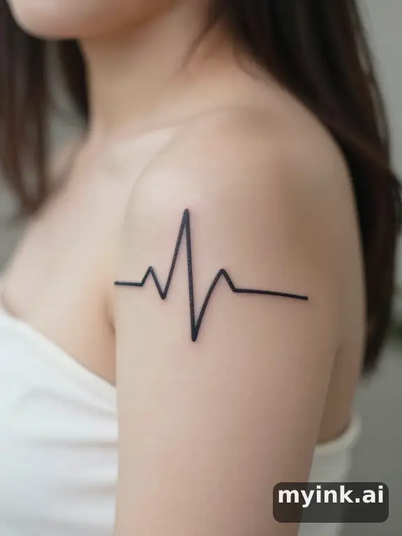 Heartbeat line — Minimalist Tattoo Design reference image
