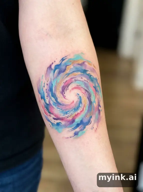 Galaxy spiral — Watercolor Tattoo Design reference image