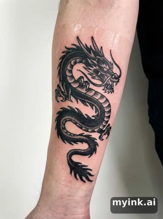 Dragon — Blackwork Tattoo Design reference image