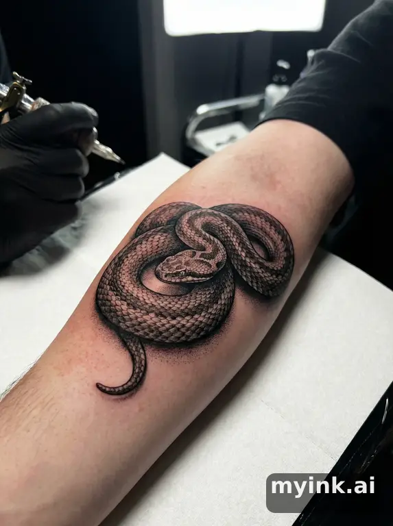 Coiled snake — Realistic Tattoo Design reference image
