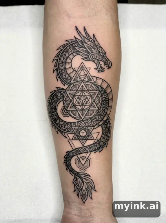Dragon — Geometric Tattoo Design reference image