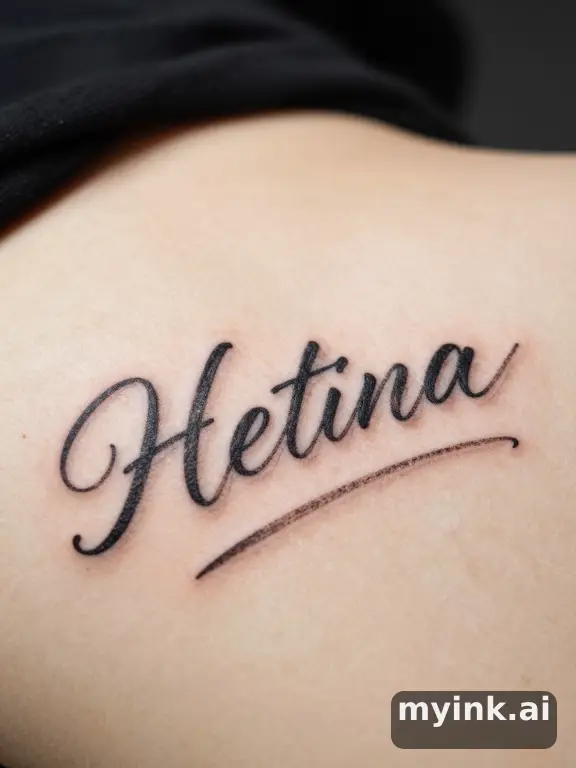 Handwritten name in delicate cursive script — Realistic Tattoo Design reference image