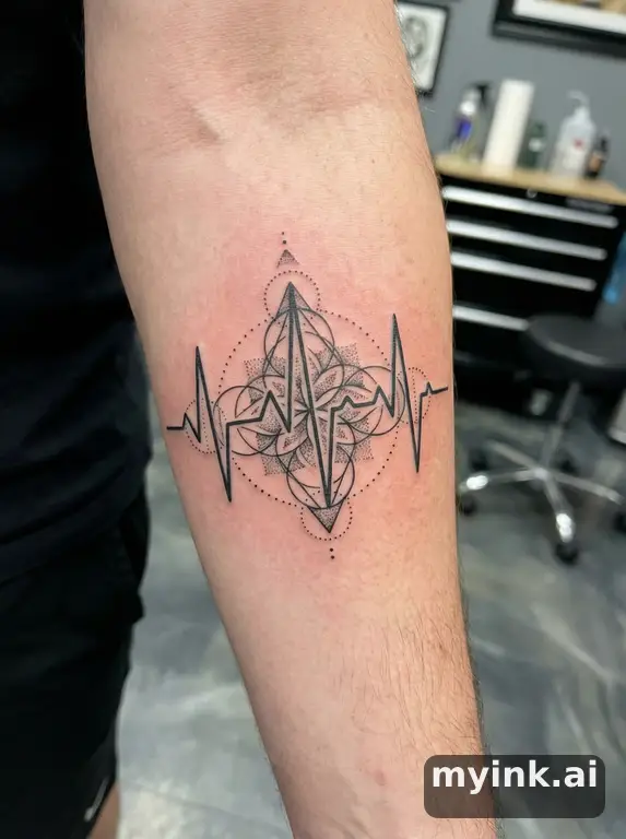 Heartbeat line — Geometric Tattoo Design reference image