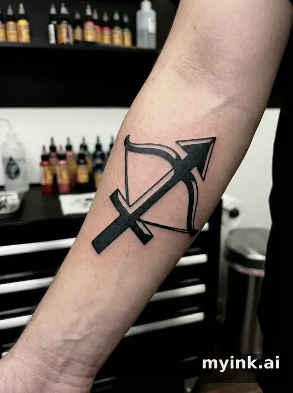 Sagittarius archer symbol — Blackwork Tattoo Design reference image