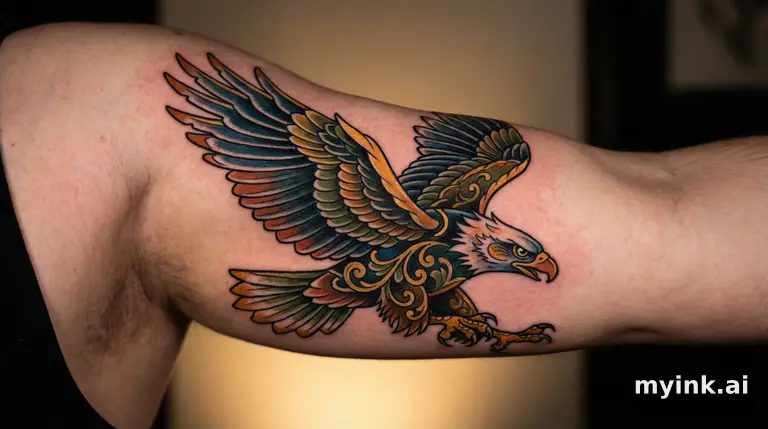 Soaring eagle — Neotraditional Tattoo Design reference image