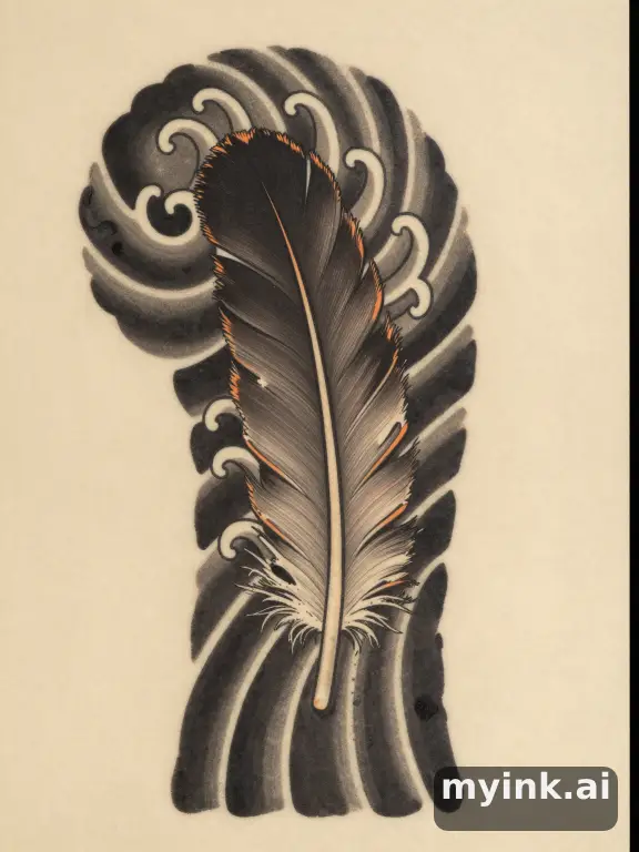 Feather — Japanese Tattoo Design reference image