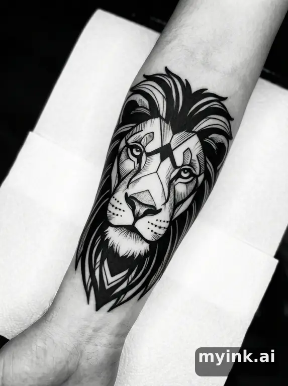 Majestic lion — Blackwork Tattoo Design reference image