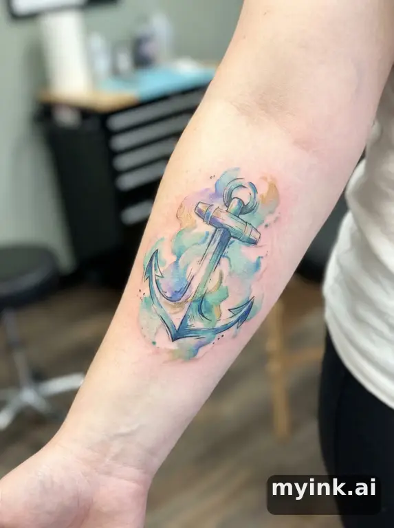 Anchor — Watercolor Tattoo Design reference image