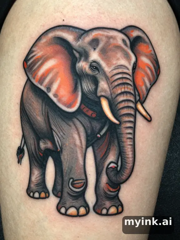 Elephant — Neotraditional Tattoo Design reference image