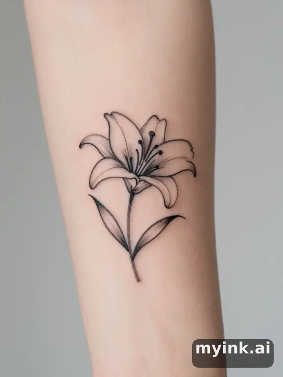 Lily flower — Minimalist Tattoo Design reference image