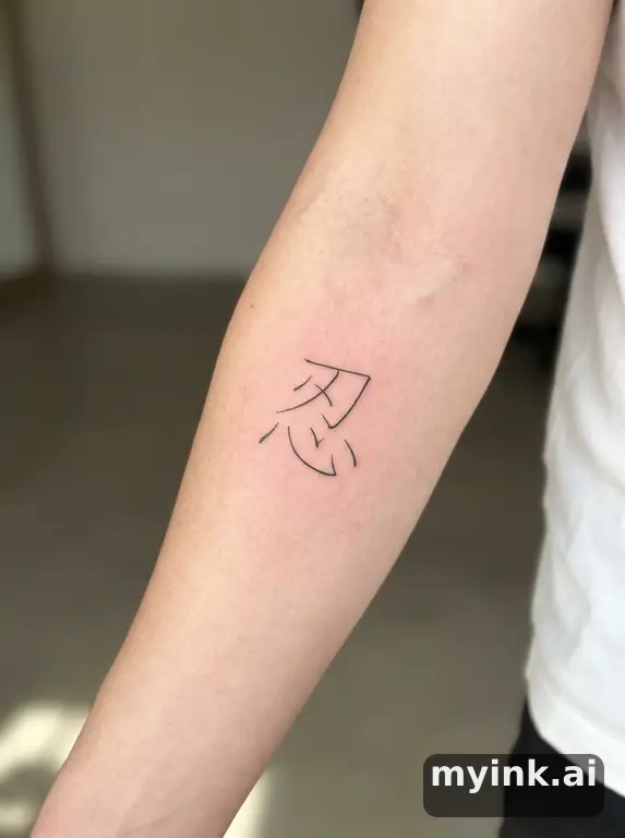 Chinese character '忍' (endurance) — Minimalist Tattoo Design reference image