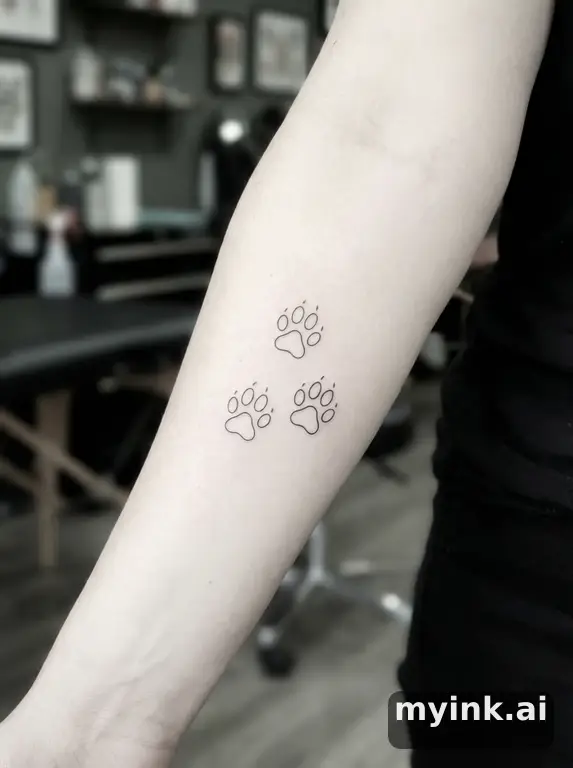 Paw prints — Minimalist Tattoo Design reference image
