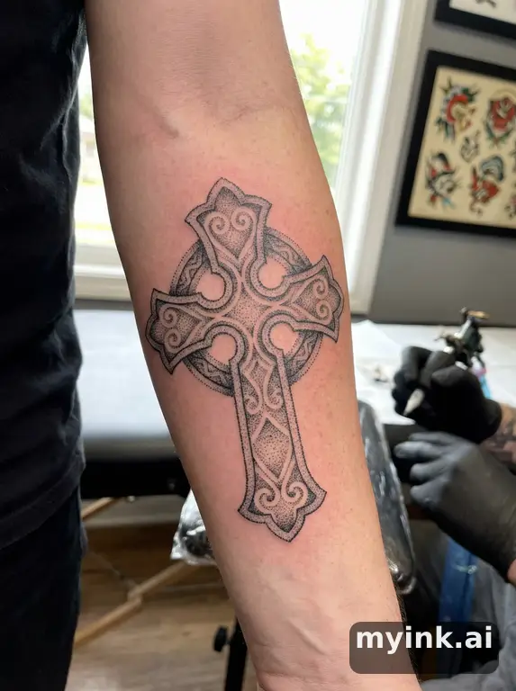 Cross — Dotwork Tattoo Design reference image