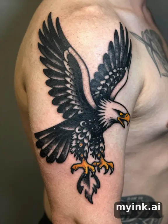 Soaring eagle — Blackwork Tattoo Design reference image
