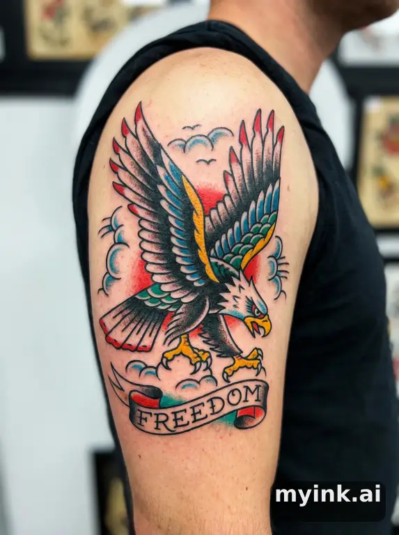 Soaring eagle — Traditional Tattoo Design reference image