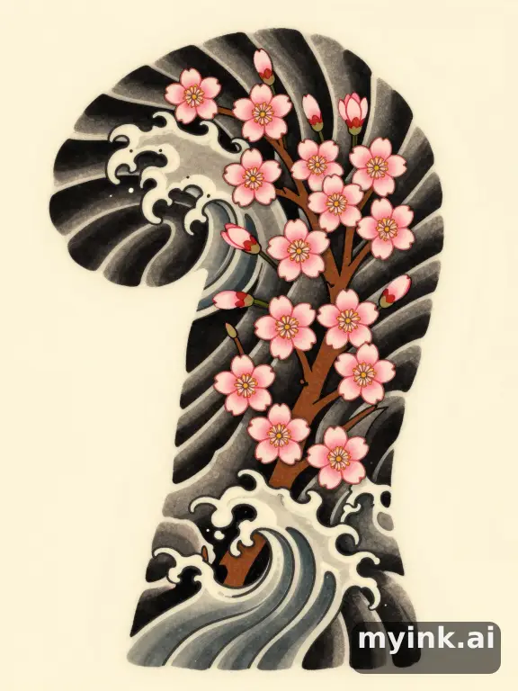 Cherry blossom branches — Japanese Tattoo Design reference image