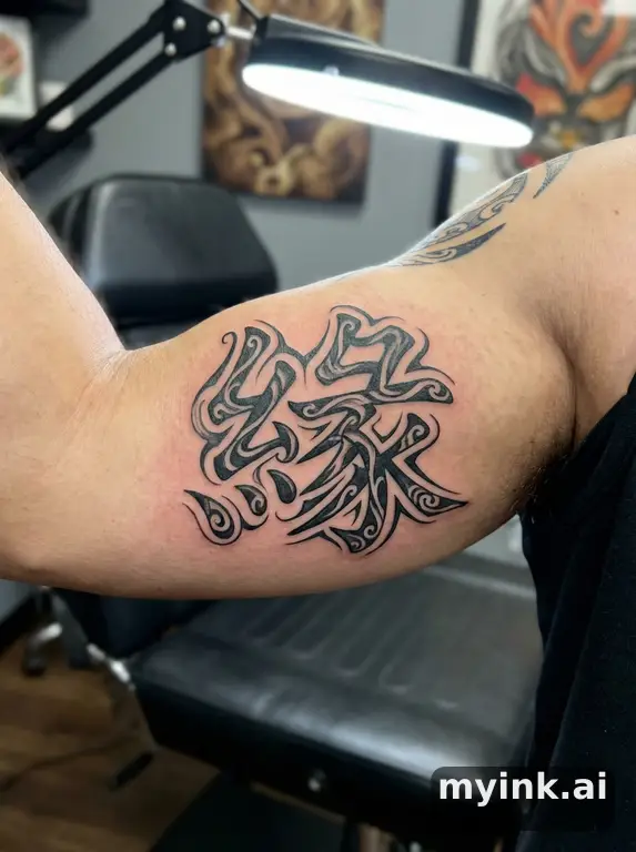 Chinese character '緣' (fate) — Tribal Tattoo Design reference image