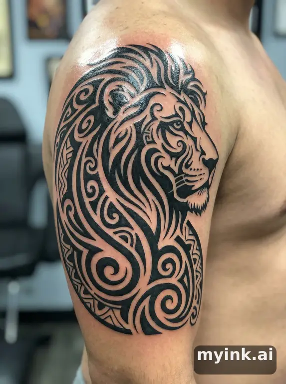 Majestic lion — Tribal Tattoo Design reference image