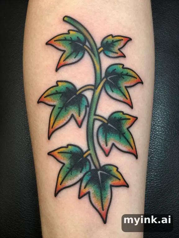 Vine with leaves — Traditional Tattoo Design reference image