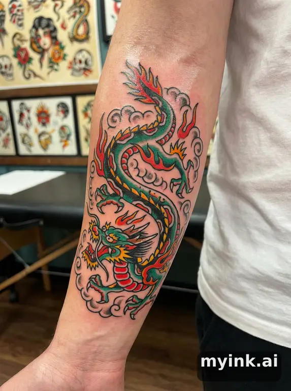 Dragon — Traditional Tattoo Design reference image