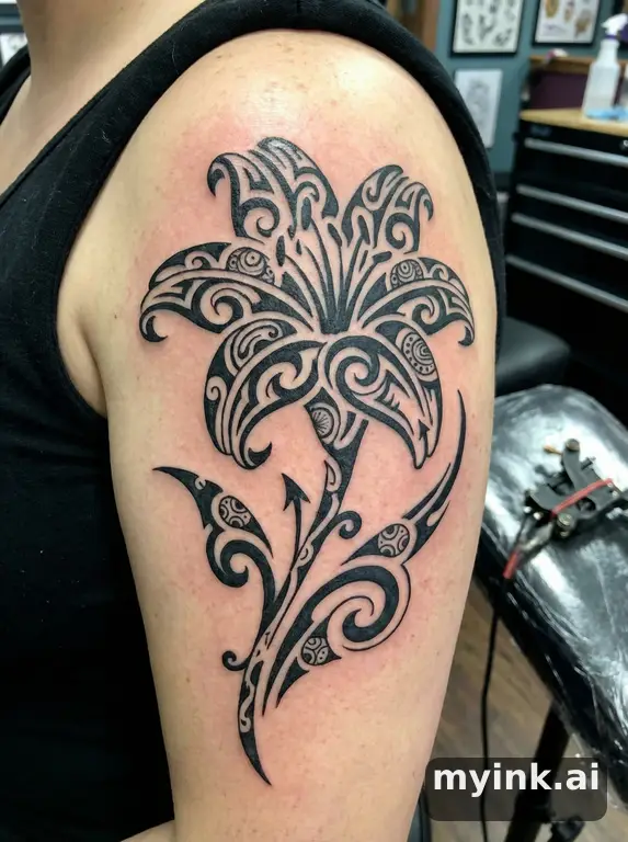 Lily flower — Tribal Tattoo Design reference image