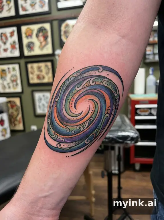 Galaxy spiral — Neotraditional Tattoo Design reference image