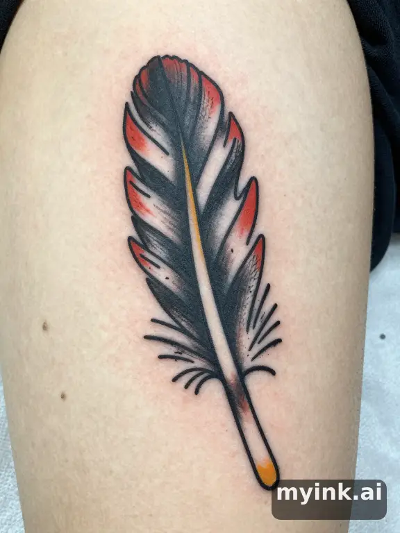 Feather — Traditional Tattoo Design reference image