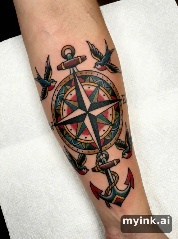 Compass rose — Traditional Tattoo Design reference image