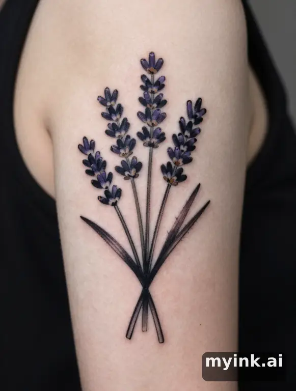 Lavender sprigs — Blackwork Tattoo Design reference image