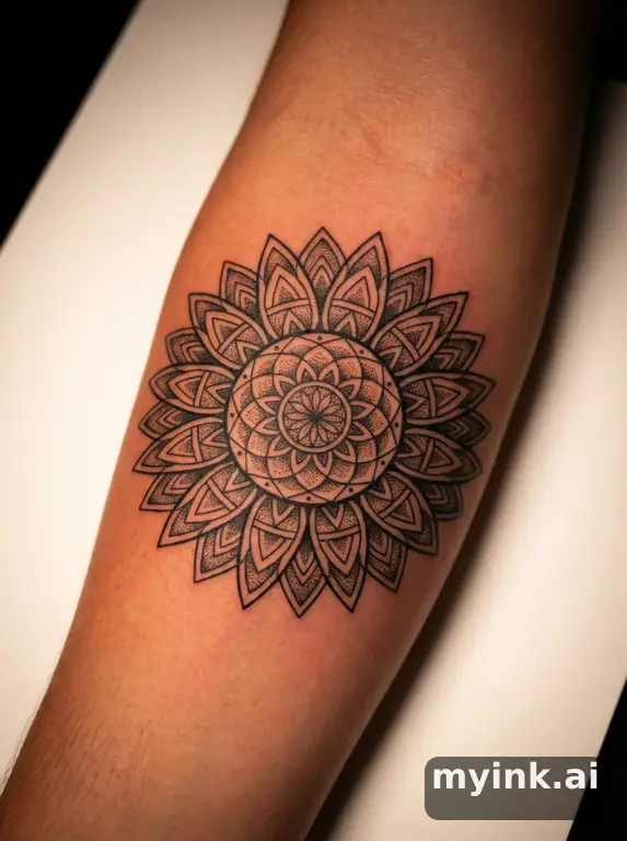 Sunflower — Geometric Tattoo Design reference image