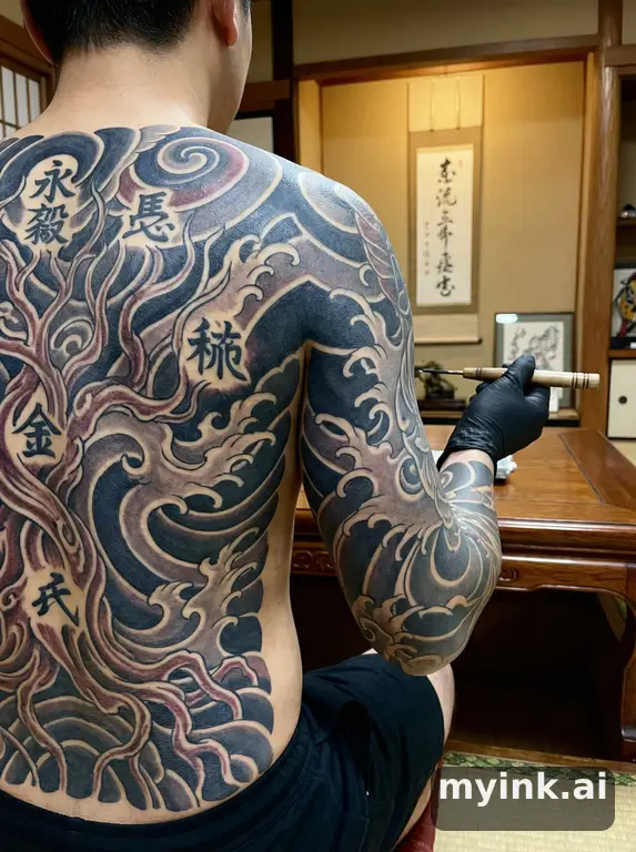 Family tree with roots — Japanese Tattoo Design reference image