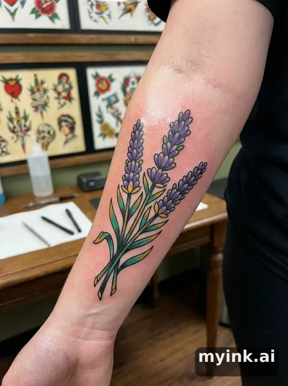 Lavender sprigs — Traditional Tattoo Design reference image