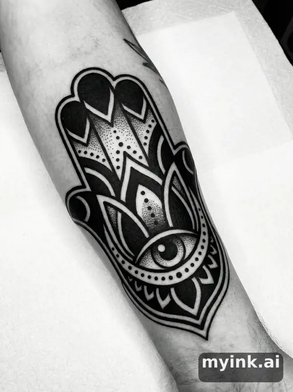 Hamsa hand — Blackwork Tattoo Design reference image