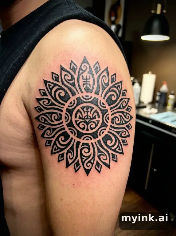 Sunflower — Tribal Tattoo Design reference image