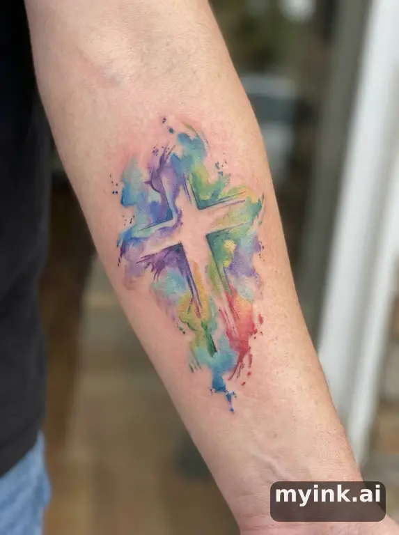 Cross — Watercolor Tattoo Design reference image