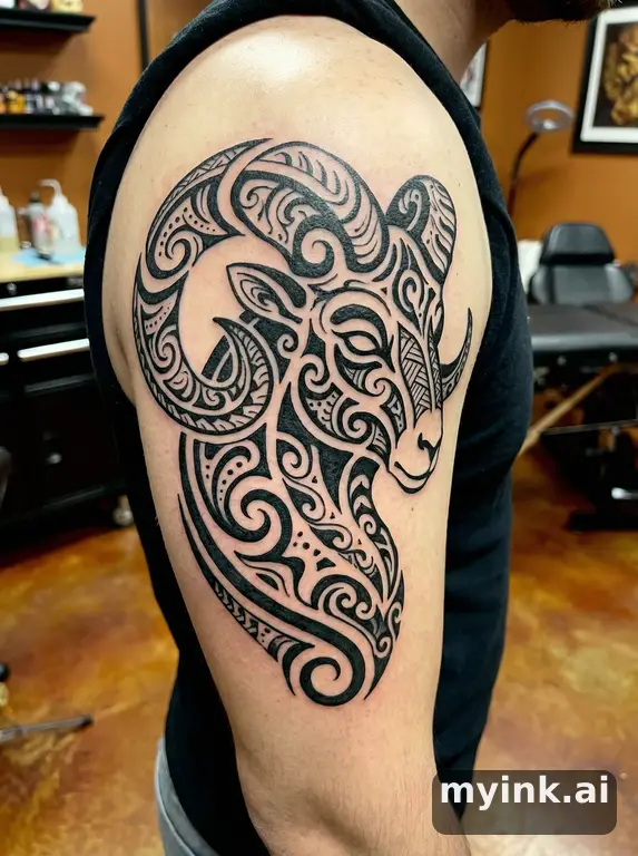 Aries ram symbol — Tribal Tattoo Design reference image