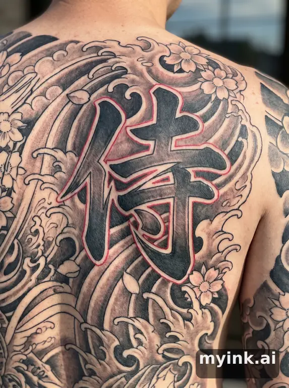 Japanese kanji '侍' (samurai) — Japanese Tattoo Design reference image