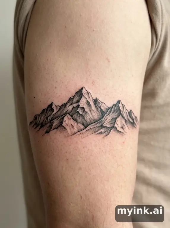 Mountain range silhouette — Realistic Tattoo Design reference image