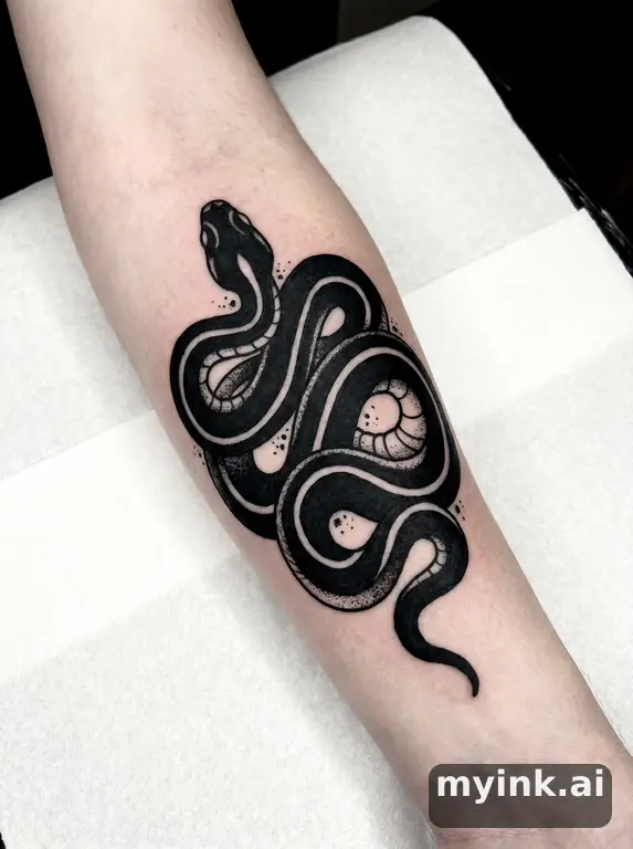 Coiled snake — Blackwork Tattoo Design reference image