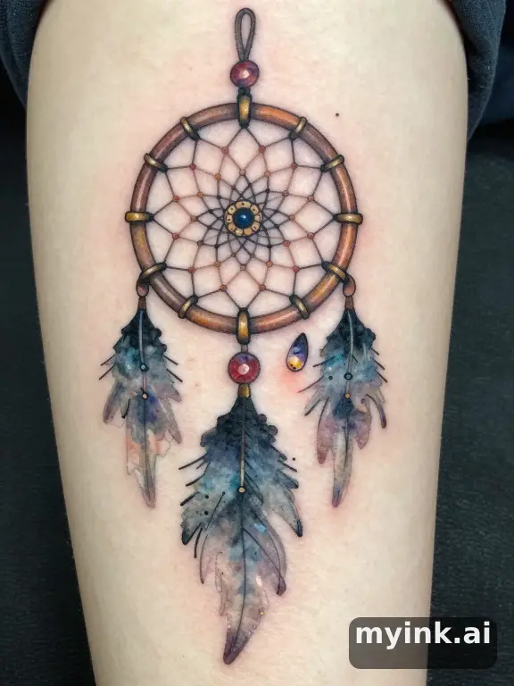 Dreamcatcher — Watercolor Tattoo Design reference image