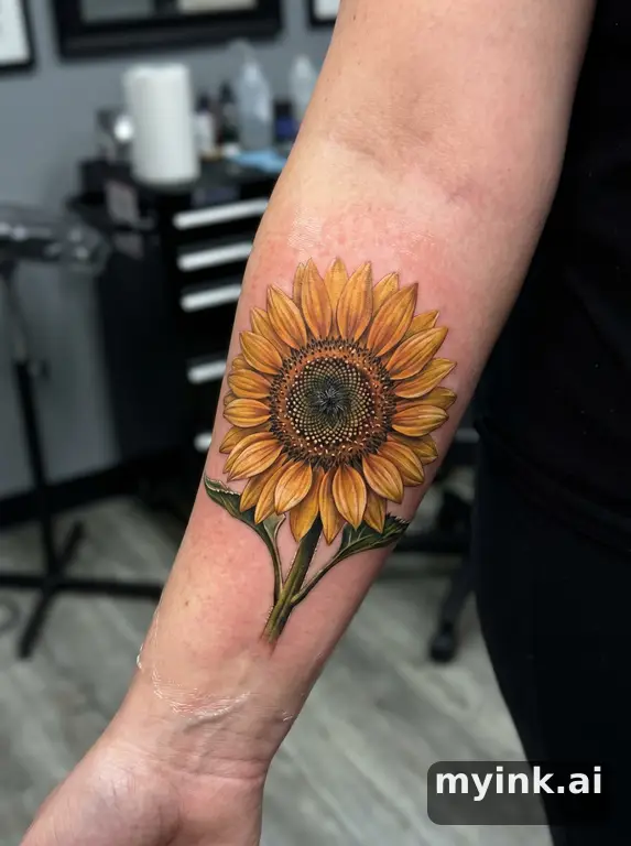 Sunflower — Realistic Tattoo Design reference image