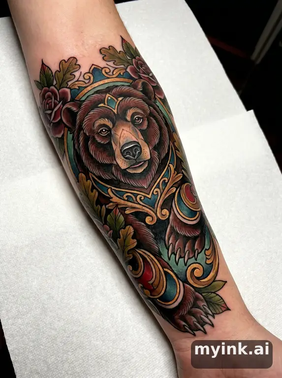 Bear — Neotraditional Tattoo Design reference image