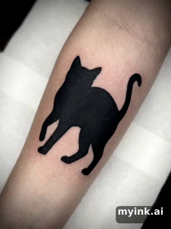 Cat silhouette — Blackwork Tattoo Design reference image
