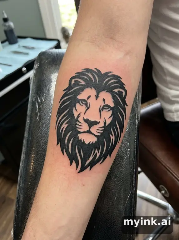 Leo zodiac lion symbol — Blackwork Tattoo Design reference image