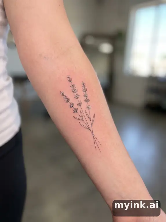 Lavender sprigs — Minimalist Tattoo Design reference image