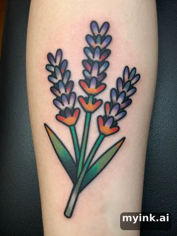 Lavender sprigs — Traditional Tattoo Design reference image