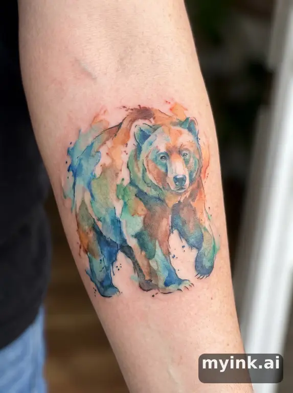 Bear — Watercolor Tattoo Design reference image