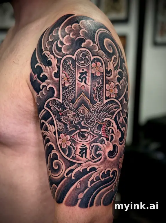 Hamsa hand — Japanese Tattoo Design reference image